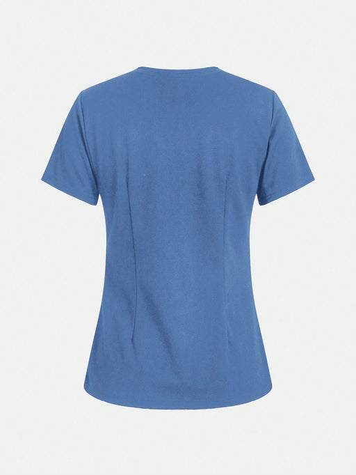 Shein Camiseta médica de manga corta con cuello en V para mujer TaskEZ con 2 bolsillos - Quierox - Tienda Online