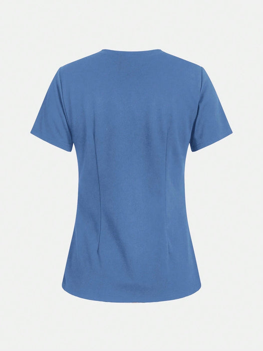 Shein Camiseta médica de manga corta con cuello en V para mujer TaskEZ con 2 bolsillos - Quierox - Tienda Online