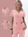 Shein Camiseta médica TaskEZ de 2 bolsillos con cuello en V y manga corta para uniforme de enfermera - Quierox - Tienda Online