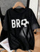 SHEIN Camiseta negra de manga corta, estampado de fútbol "BRO" para niños - Quierox - Tienda Online