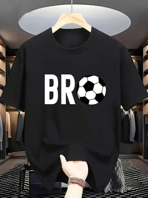SHEIN Camiseta negra de manga corta, estampado de fútbol "BRO" para niños - Quierox - Tienda Online