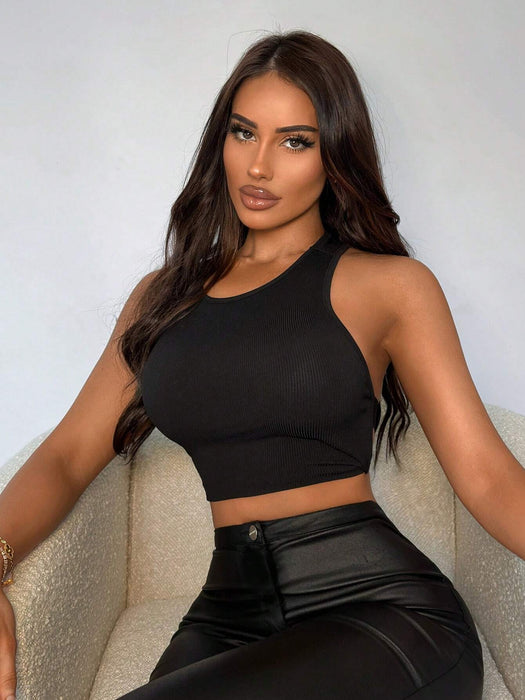 SHEIN Camiseta sin mangas con espalda descubierta y diseño de red - Quierox - Tienda Online