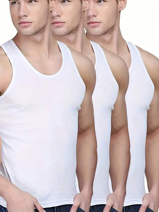 SHEIN Camiseta sin mangas lisa de 3 piezas para hombre para verano - Quierox - Tienda Online