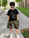 SHEIN Camiseta y pantalón corto con cordón ajustable para niño con estampado de camuflaje - Quierox - Tienda Online