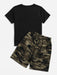 SHEIN Camiseta y pantalón corto con cordón ajustable para niño con estampado de camuflaje - Quierox - Tienda Online