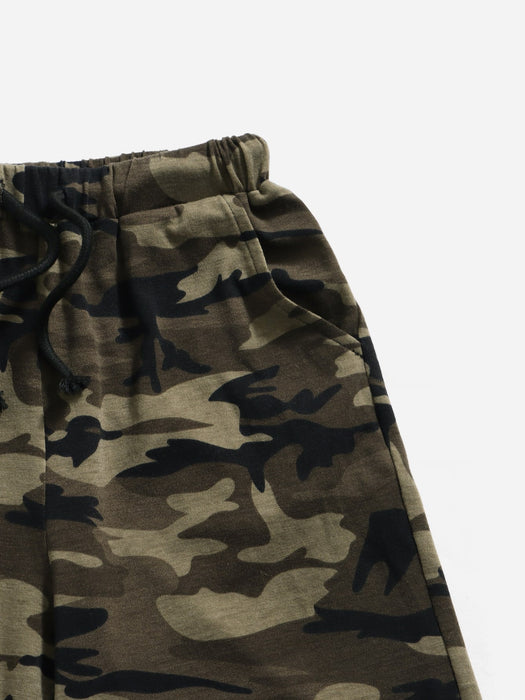 SHEIN Camiseta y pantalón corto con cordón ajustable para niño con estampado de camuflaje - Quierox - Tienda Online