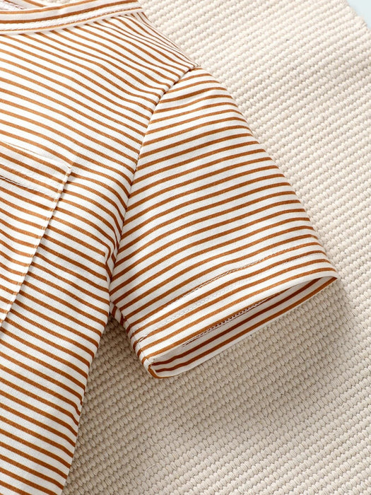 SHEIN Camiseta y pantalones cortos a rayas para niños pequeños - Quierox - Tienda Online