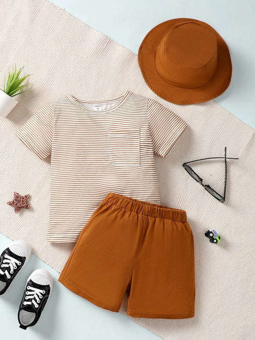 SHEIN Camiseta y pantalones cortos a rayas para niños pequeños - Quierox - Tienda Online