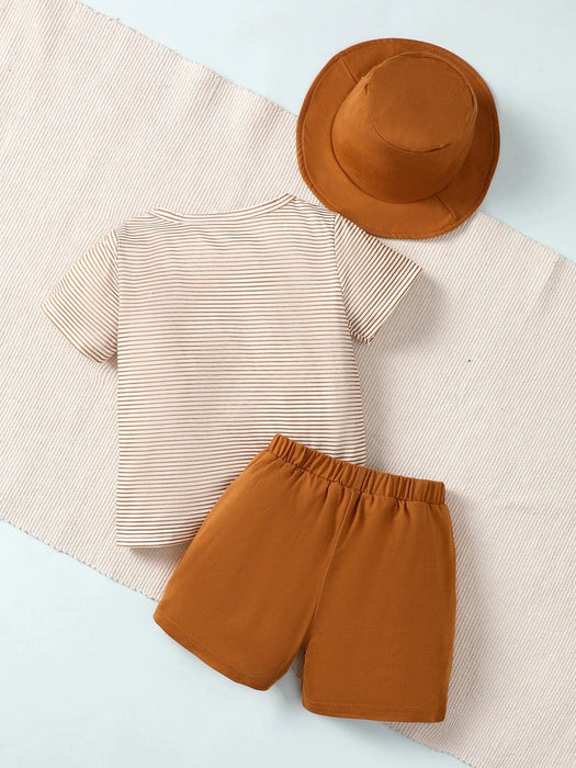 SHEIN Camiseta y pantalones cortos a rayas para niños pequeños - Quierox - Tienda Online