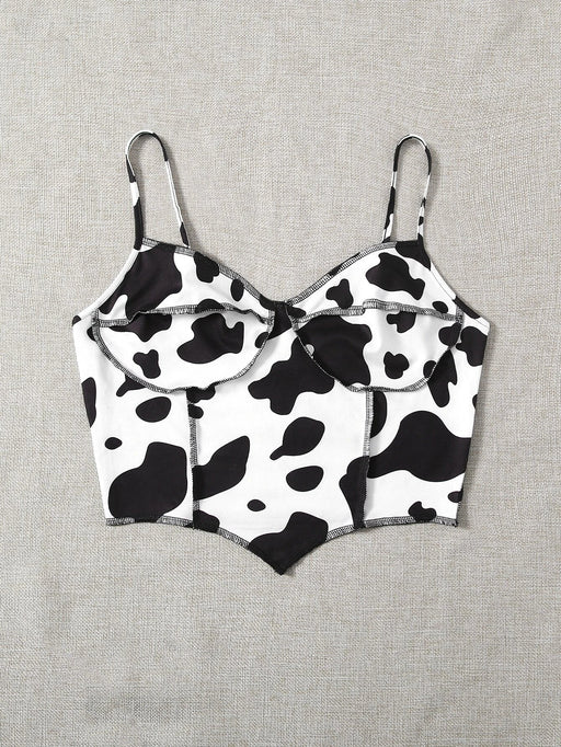 SHEIN Camisola con dobladillo asimétrico y contraste con estampado de vaca - Quierox - Tienda Online