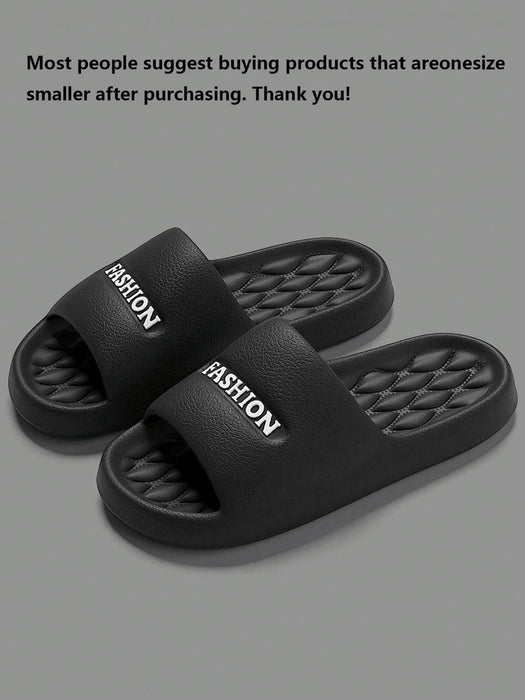 Shein Chanclas de moda todo a juego para hombres con letra negra, hechas de material EVA grueso - Quierox - Tienda Online