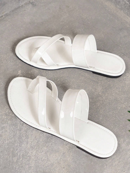 Shein Chanclas planas de verano para mujer, con correa para el dedo del pie, para exteriores - Quierox - Tienda Online