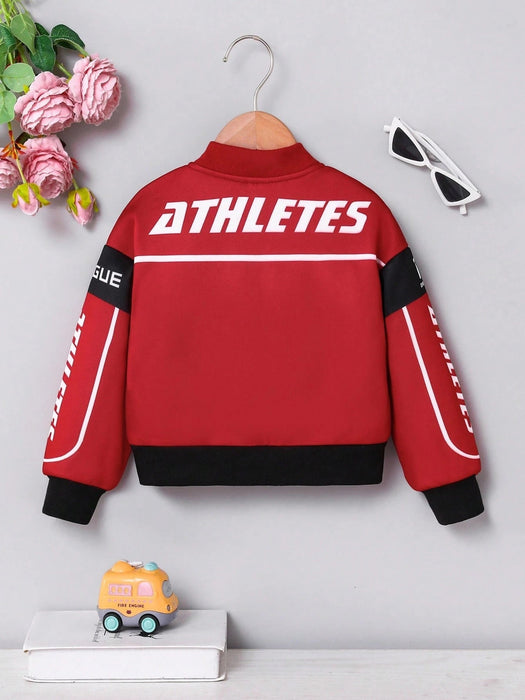 SHEIN Chaqueta bomber para chica joven, con estampado de letras en bloques de color - Quierox - Tienda Online