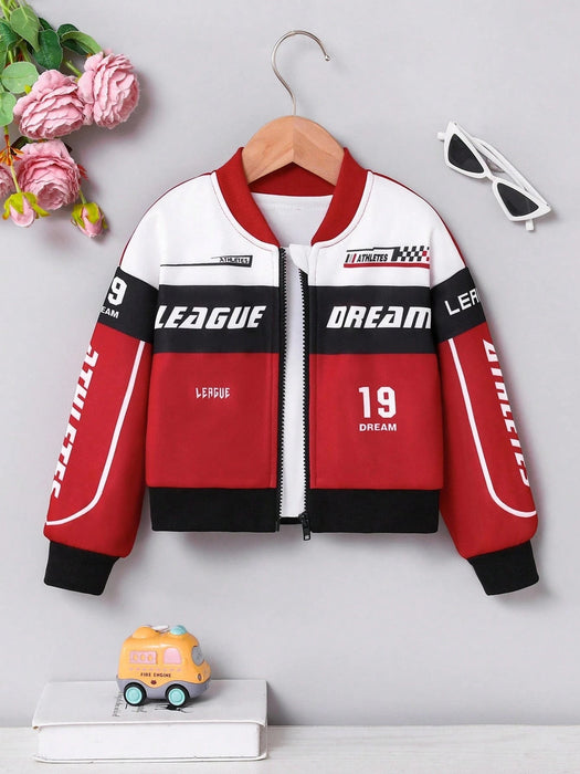 SHEIN Chaqueta bomber para chica joven, con estampado de letras en bloques de color - Quierox - Tienda Online