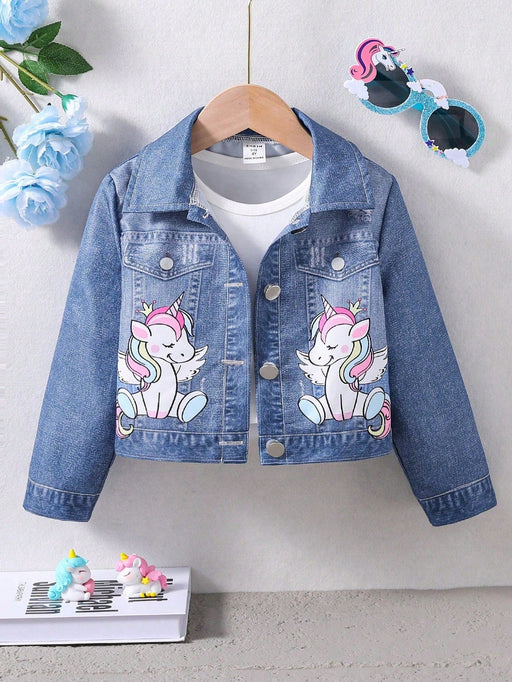 SHEIN Chaqueta corta de unicornio con estampado de unicornio para niña - Quierox - Tienda Online