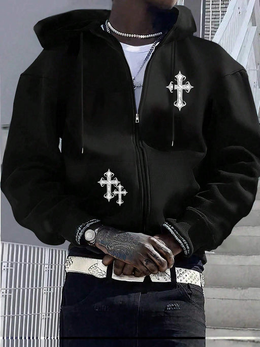 SHEIN Chaqueta informal con estampado gráfico para hombre, bolsillos con cremallera - Quierox - Tienda Online