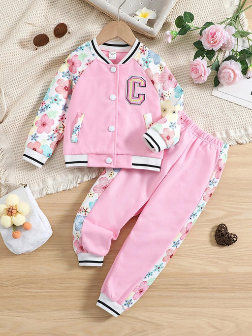 Shein Chaqueta universitaria y pantalones deportivos con mangas raglán - Quierox - Tienda Online