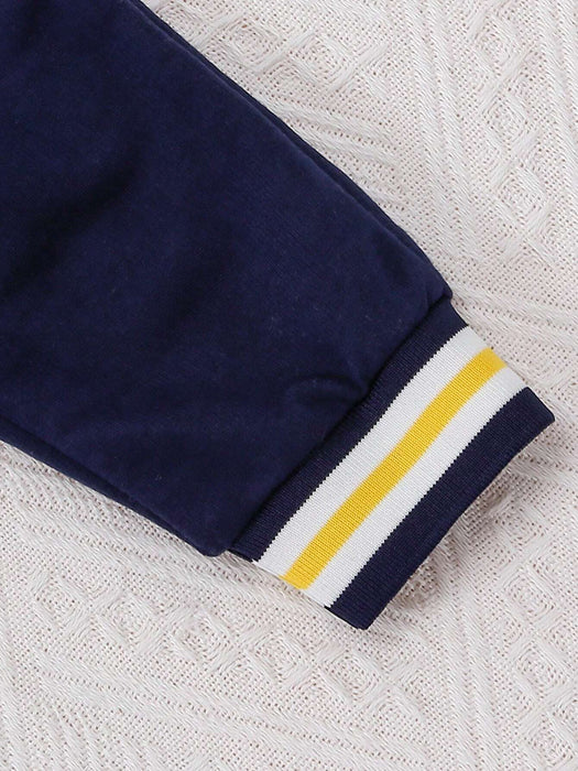 Shein Chaqueta universitaria y pantalones deportivos con parches de letras y rayas para bebé niño - Quierox - Tienda Online