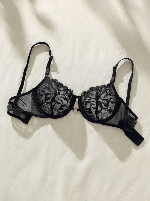 Shein Charlaine Sujetador lencero sexy con encaje floral y aros - Quierox - Tienda Online
