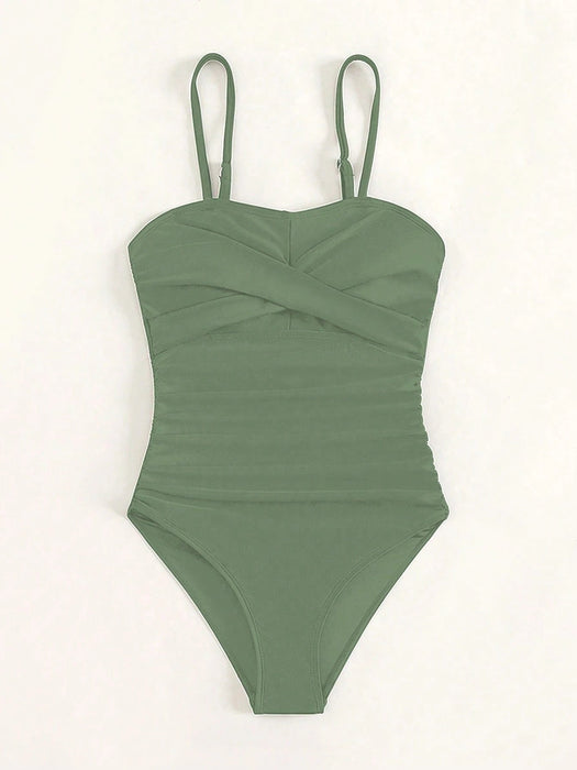 SHEIN Chica adolescente Bañador una pieza girante delantero fruncido lateral - Quierox - Tienda Online