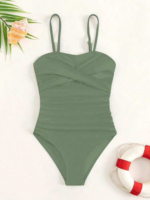 SHEIN Chica adolescente Bañador una pieza girante delantero fruncido lateral - Quierox - Tienda Online