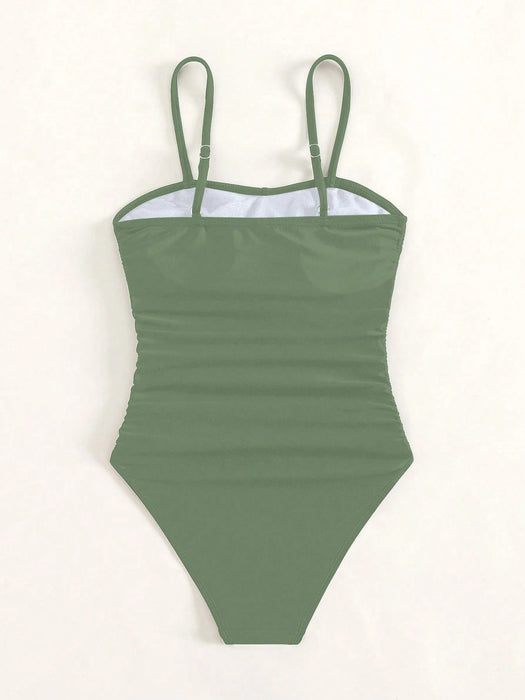 SHEIN Chica adolescente Bañador una pieza girante delantero fruncido lateral - Quierox - Tienda Online