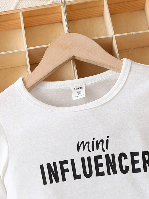 SHEIN Chica Joven con estampado de letra Camiseta - Quierox - Tienda Online