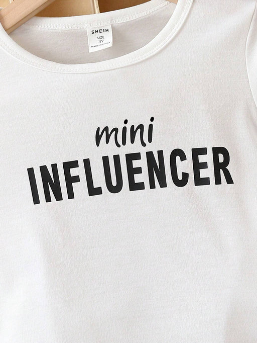 SHEIN Chica Joven con estampado de letra Camiseta - Quierox - Tienda Online