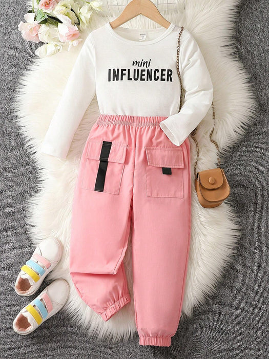 SHEIN Chica Joven con estampado de letra Camiseta - Quierox - Tienda Online