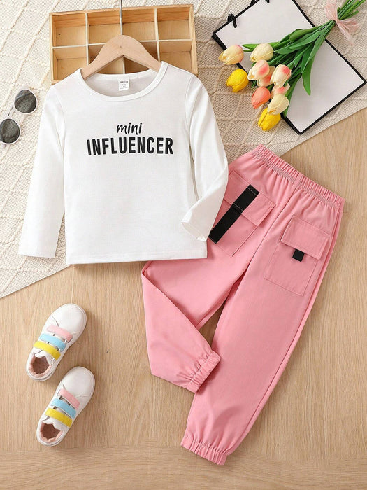 SHEIN Chica Joven con estampado de letra Camiseta - Quierox - Tienda Online