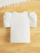 SHEIN Chica preadolescente Camiseta con cuenta de perla detalle de manga farol - Quierox - Tienda Online