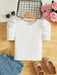 SHEIN Chica preadolescente Camiseta con cuenta de perla detalle de manga farol - Quierox - Tienda Online