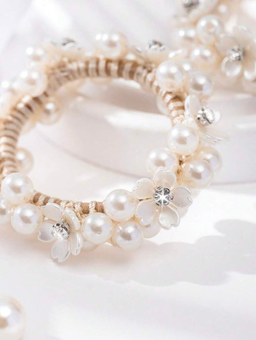 Shein Chicas 2 piezas Goma para pelo con diseño de perla artificial - Quierox - Tienda Online