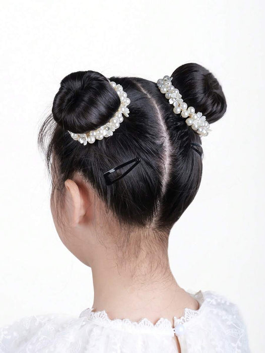 Shein Chicas 2 piezas Goma para pelo con diseño de perla artificial - Quierox - Tienda Online