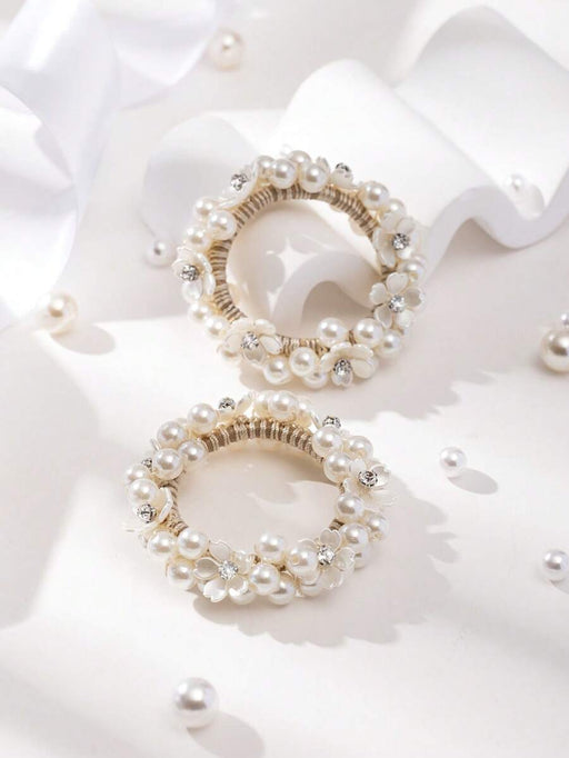 Shein Chicas 2 piezas Goma para pelo con diseño de perla artificial - Quierox - Tienda Online