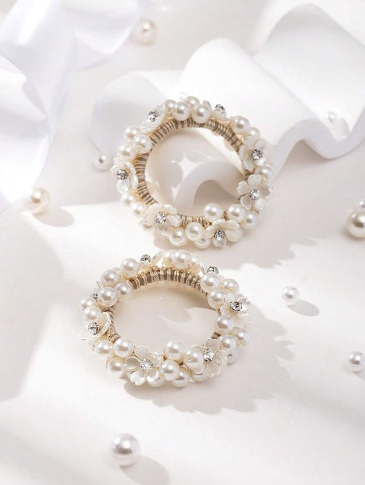 Shein Chicas 2 piezas Goma para pelo con diseño de perla artificial - Quierox - Tienda Online