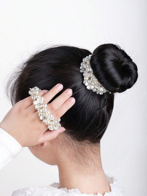 Shein Chicas 2 piezas Goma para pelo con diseño de perla artificial - Quierox - Tienda Online