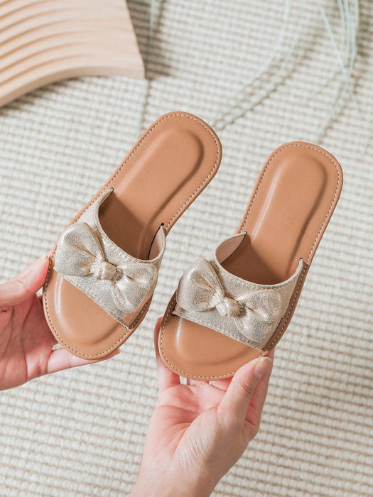 Shein Chicas Chanclas transpirable de color metálico con diseño de lazo exterior - Quierox - Tienda Online