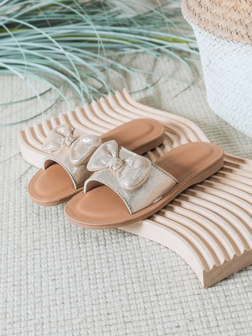 Shein Chicas Chanclas transpirable de color metálico con diseño de lazo exterior - Quierox - Tienda Online