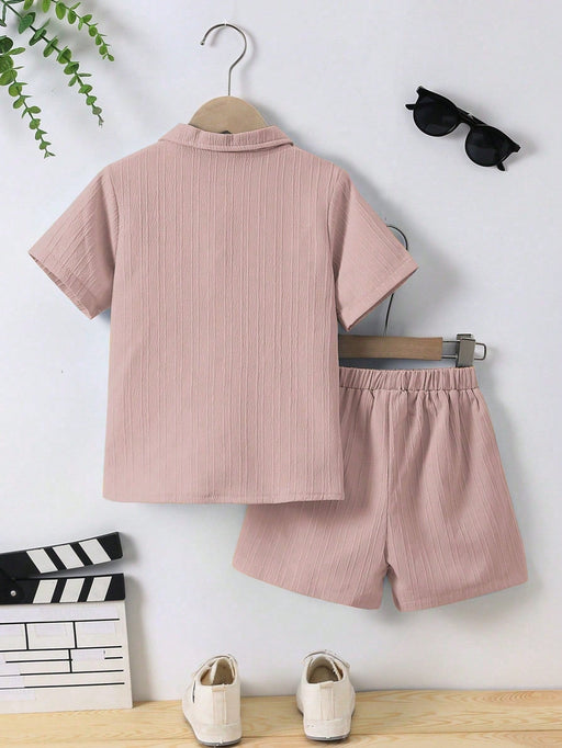 SHEIN Chico joven Camisa unicolor con botón delantero & Shorts sin camiseta - Quierox - Tienda Online