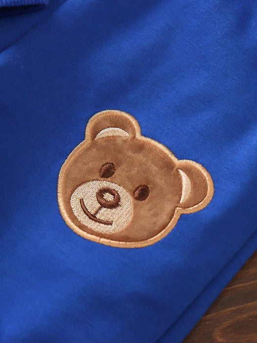 SHEIN Chico joven con bordado de oso con parche con capucha Cazadora con pantalones deportivos & Camiseta - Quierox - Tienda Online