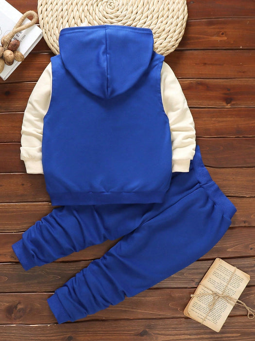 SHEIN Chico joven con bordado de oso con parche con capucha Cazadora con pantalones deportivos & Camiseta - Quierox - Tienda Online