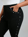 SHEIN Chikora Pantalones Delgados Ajustados Con Perlas Para Tallas Grandes - Quierox - Tienda Online