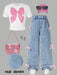 SHEIN ChillGRL Conjunto de 2 piezas para preadolescentes: camiseta con lazo y jeans - Quierox - Tienda Online