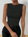 SHEIN Chiquease Top De Tanque Plisado De Cuello Redondo Para Mujeres - Quierox - Tienda Online