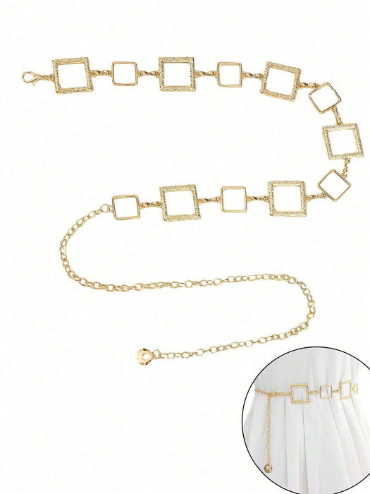 Shein Cinturón de cadena cuadrada de metal ajustable para cintura, 1 pieza, ideal para damas y niñas - Quierox - Tienda Online