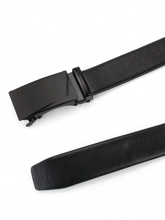 SHEIN Cinturón negro liso y clásico de negocios con hebilla automática de PU para hombres - Quierox - Tienda Online