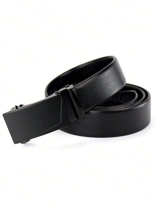 SHEIN Cinturón negro liso y clásico de negocios con hebilla automática de PU para hombres - Quierox - Tienda Online