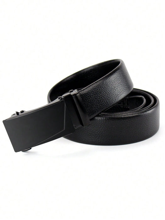 SHEIN Cinturón negro liso y clásico de negocios con hebilla automática de PU para hombres - Quierox - Tienda Online