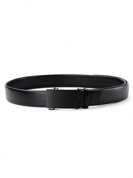 SHEIN Cinturón negro liso y clásico de negocios con hebilla automática de PU para hombres - Quierox - Tienda Online
